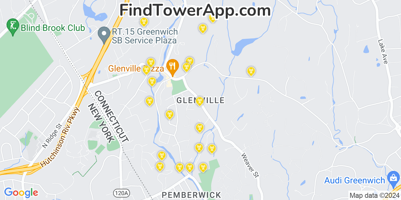 AT&T 4G/5G cell tower coverage map Glenville, Connecticut