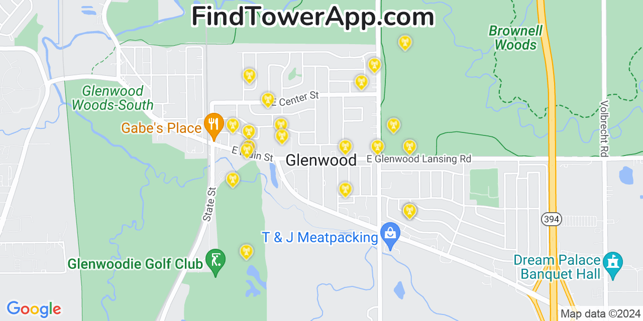 AT&T 4G/5G cell tower coverage map Glenwood, Illinois