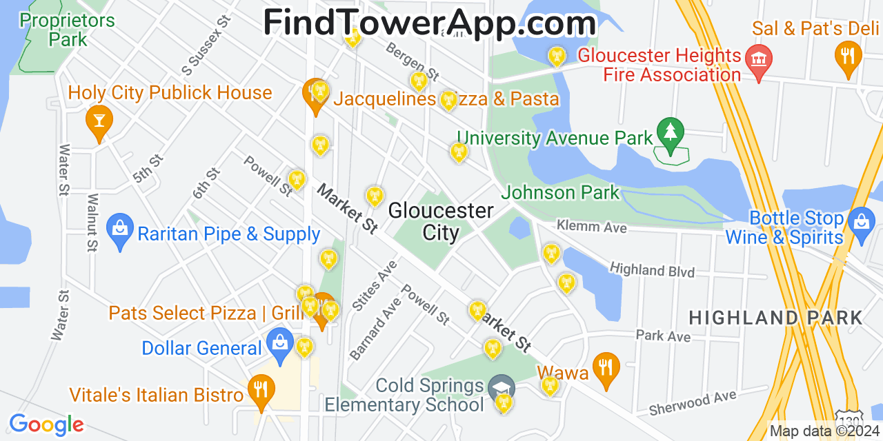 T-Mobile 4G/5G cell tower coverage map Gloucester City, New Jersey