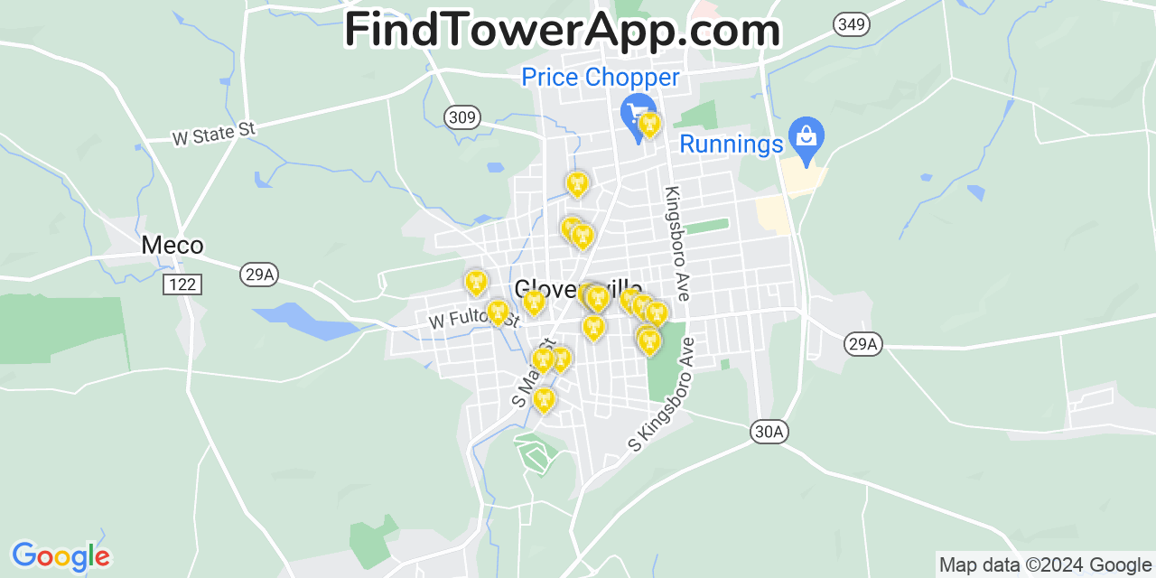 AT&T 4G/5G cell tower coverage map Gloversville, New York