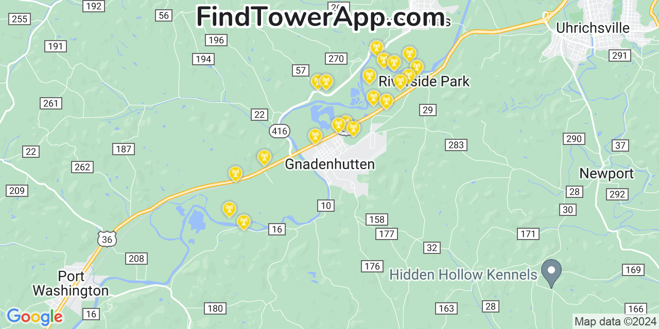 T-Mobile 4G/5G cell tower coverage map Gnadenhutten, Ohio