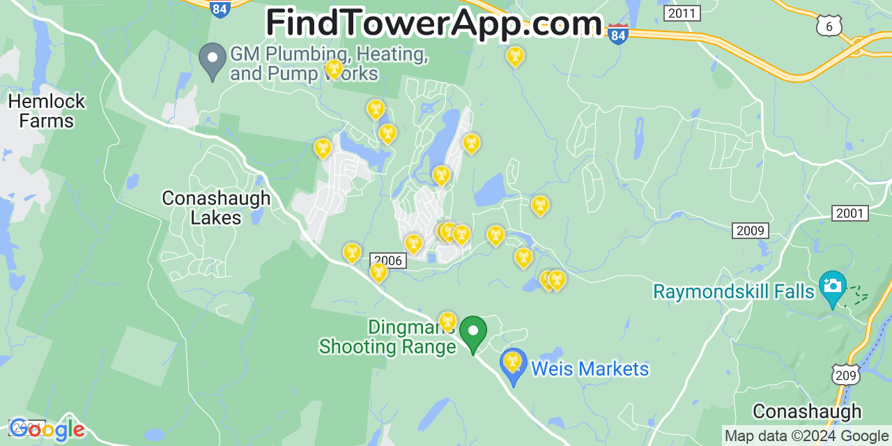 AT&T 4G/5G cell tower coverage map Gold Key Lake, Pennsylvania