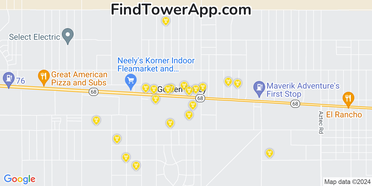 AT&T 4G/5G cell tower coverage map Golden Valley, Arizona