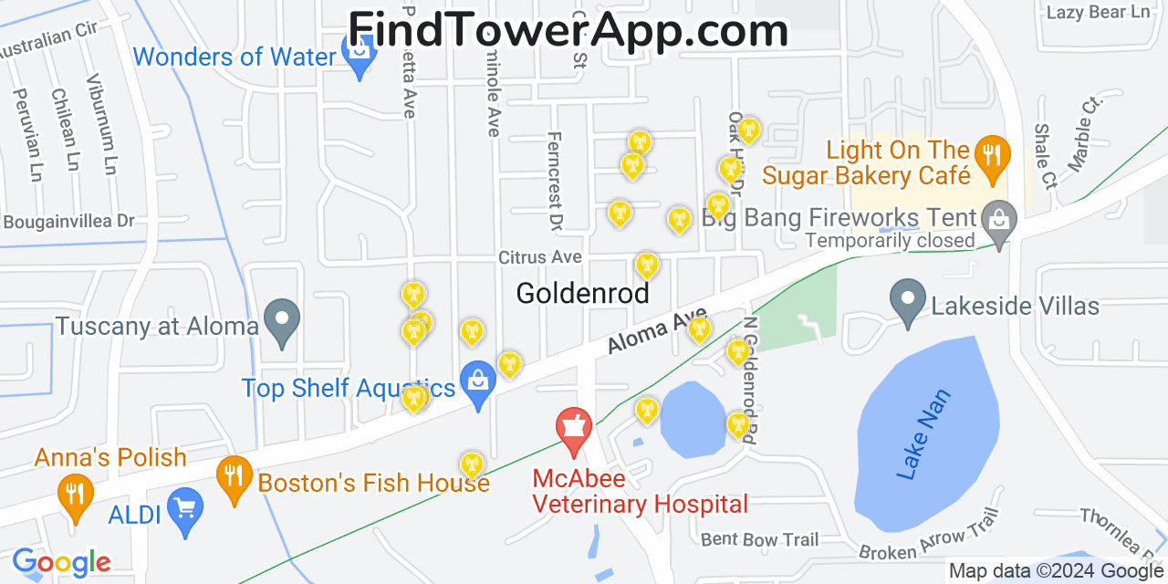 T-Mobile 4G/5G cell tower coverage map Goldenrod, Florida