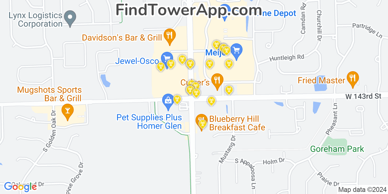 AT&T 4G/5G cell tower coverage map Goodings Grove, Illinois