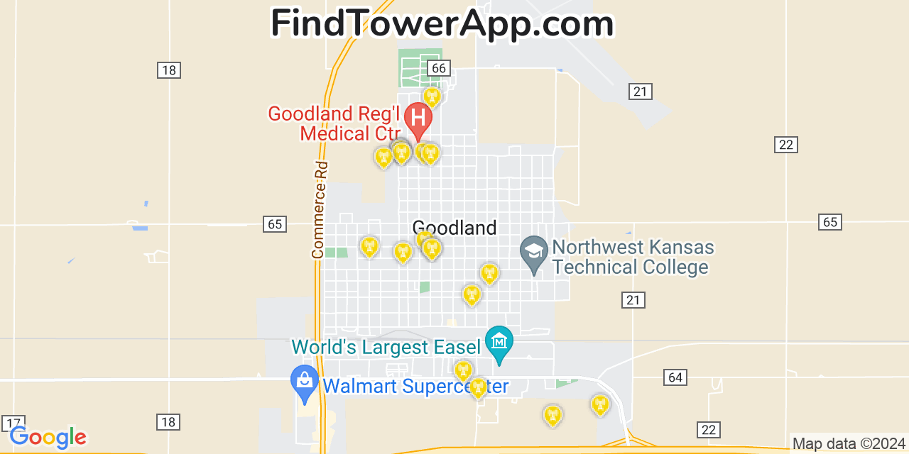 AT&T 4G/5G cell tower coverage map Goodland, Kansas