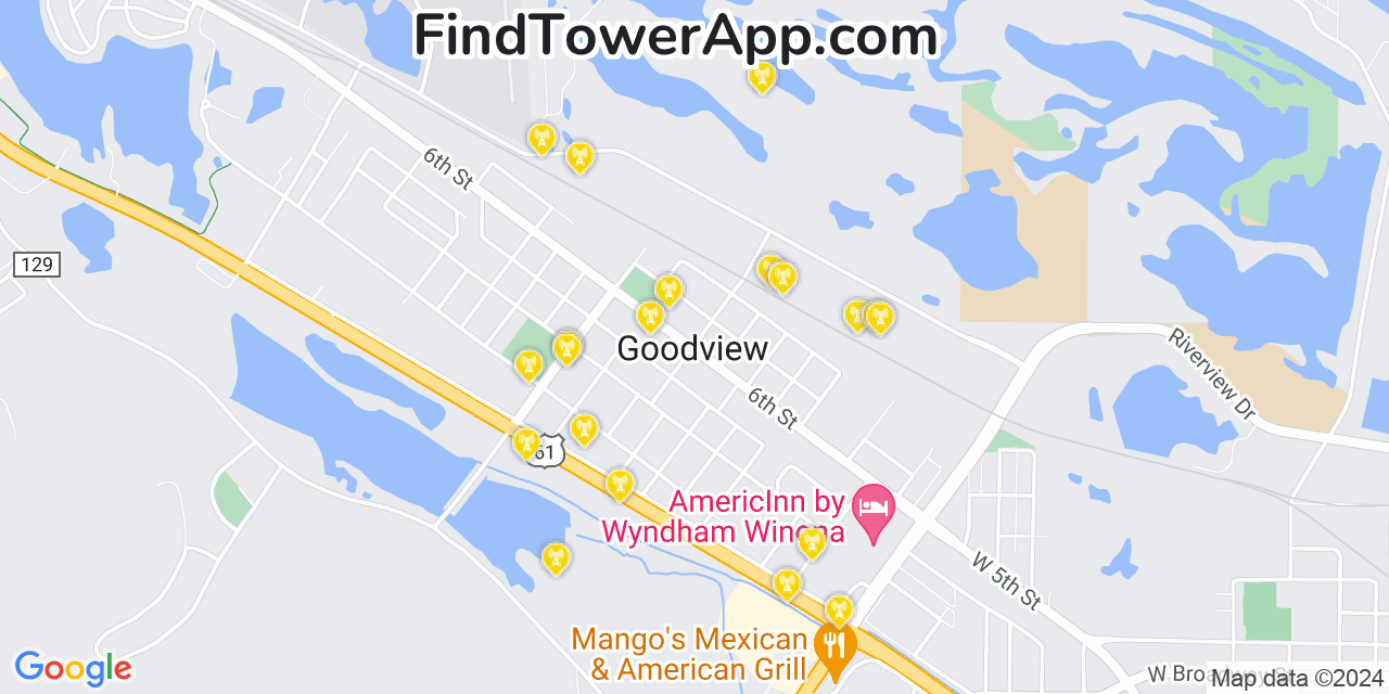 T-Mobile 4G/5G cell tower coverage map Goodview, Minnesota