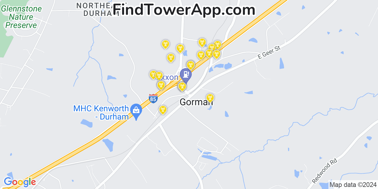 AT&T 4G/5G cell tower coverage map Gorman, North Carolina