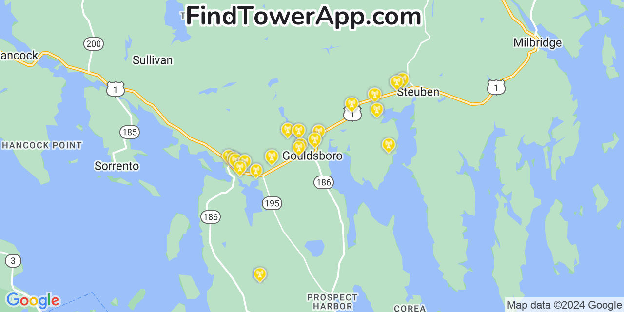 T-Mobile 4G/5G cell tower coverage map Gouldsboro, Maine