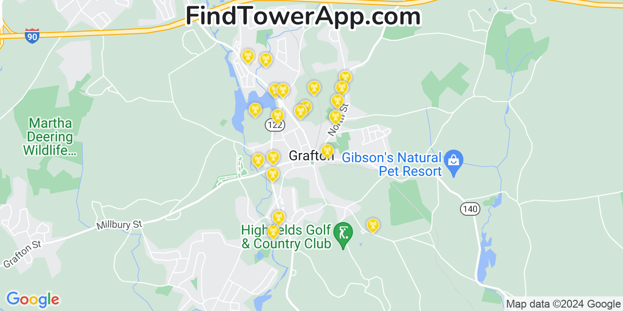 T-Mobile 4G/5G cell tower coverage map Grafton, Massachusetts