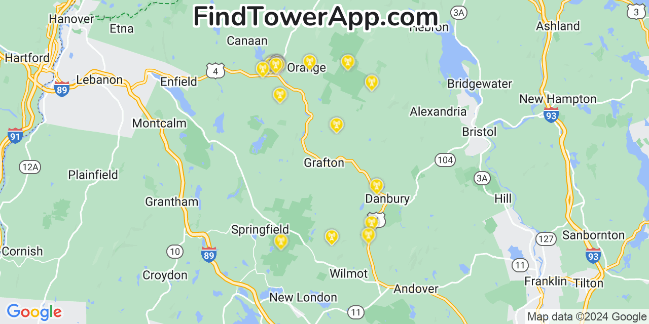 Verizon 4G/5G cell tower coverage map Grafton, New Hampshire