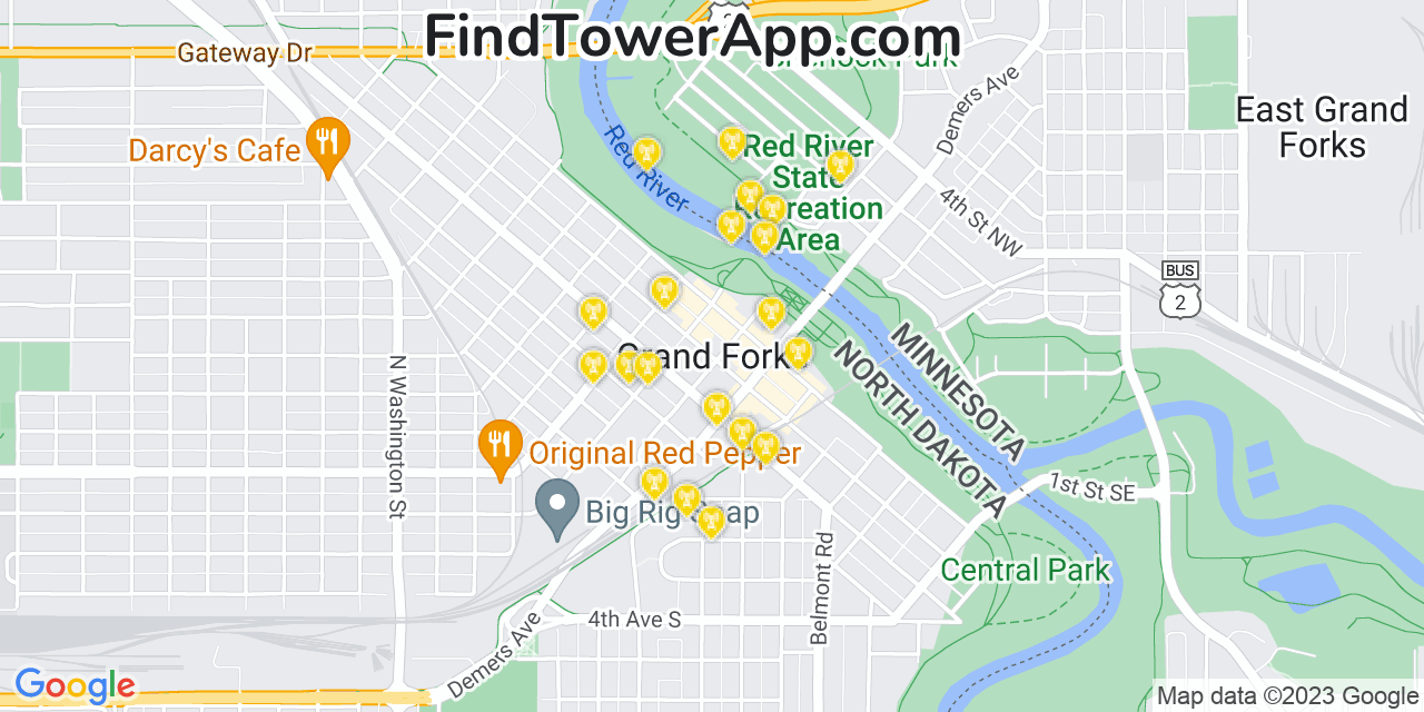 T-Mobile 4G/5G cell tower coverage map Grand Forks, North Dakota