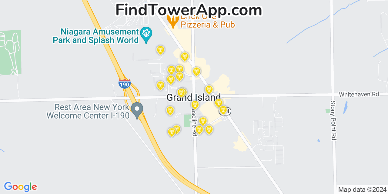 AT&T 4G/5G cell tower coverage map Grand Island, New York