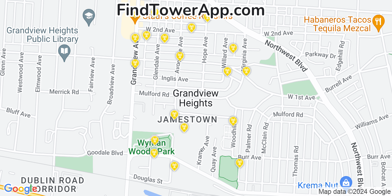 T-Mobile 4G/5G cell tower coverage map Grandview Heights, Ohio