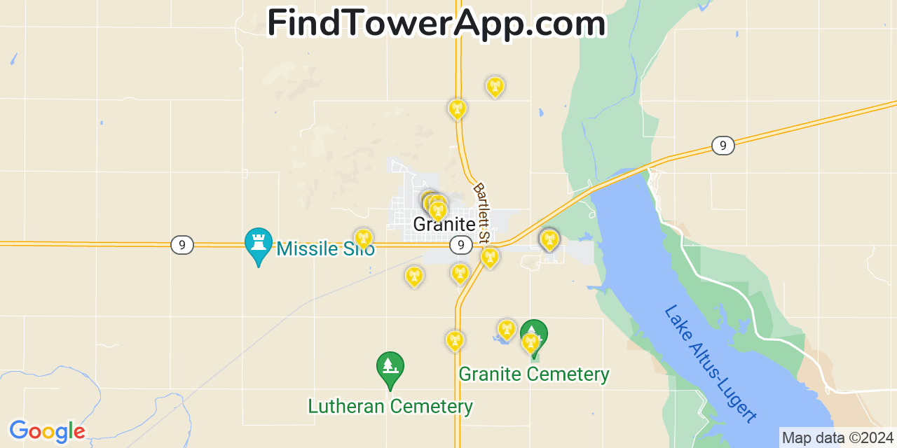 AT&T 4G/5G cell tower coverage map Granite, Oklahoma