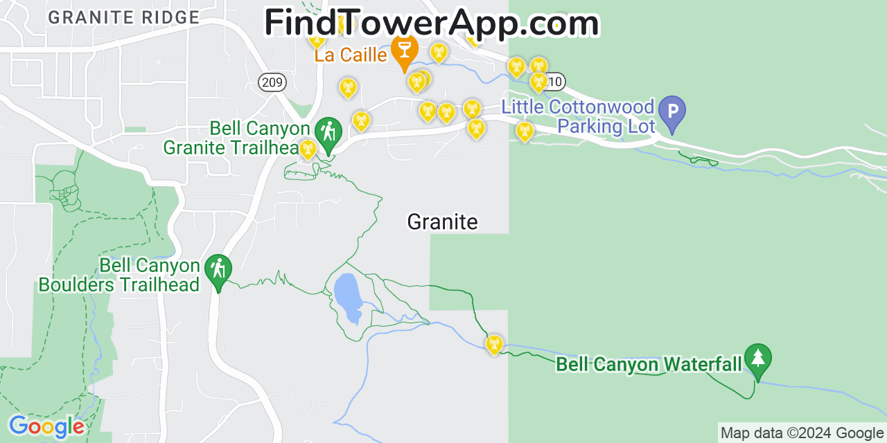 Verizon 4G/5G cell tower coverage map Granite, Utah