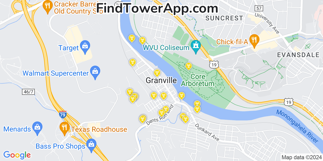 T-Mobile 4G/5G cell tower coverage map Granville, West Virginia