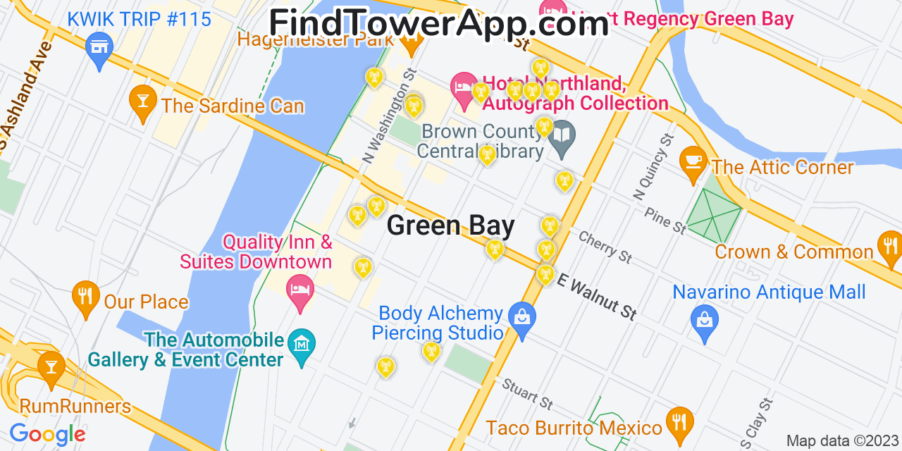 T-Mobile 4G/5G cell tower coverage map Green Bay, Wisconsin