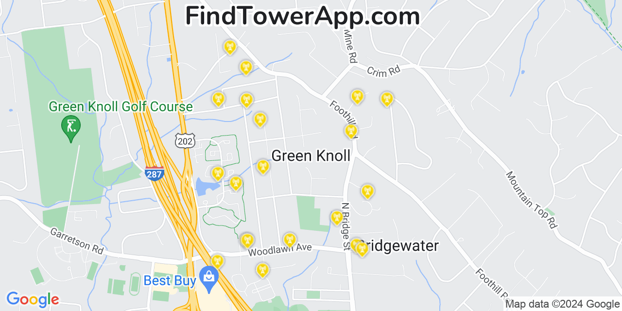 AT&T 4G/5G cell tower coverage map Green Knoll, New Jersey