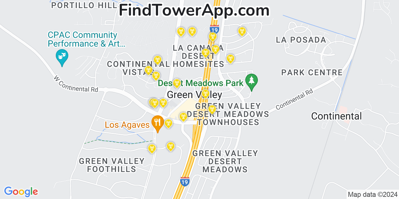 AT&T 4G/5G cell tower coverage map Green Valley, Arizona