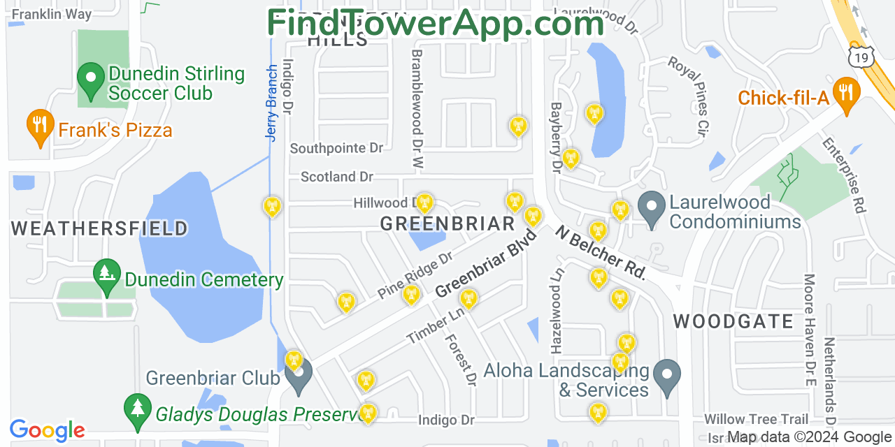 AT&T 4G/5G cell tower coverage map Greenbriar, Florida