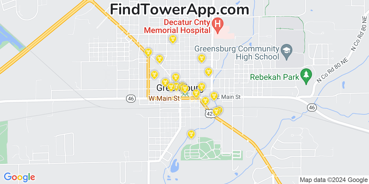 T-Mobile 4G/5G cell tower coverage map Greensburg, Indiana