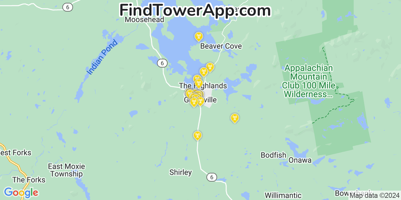 T-Mobile 4G/5G cell tower coverage map Greenville, Maine