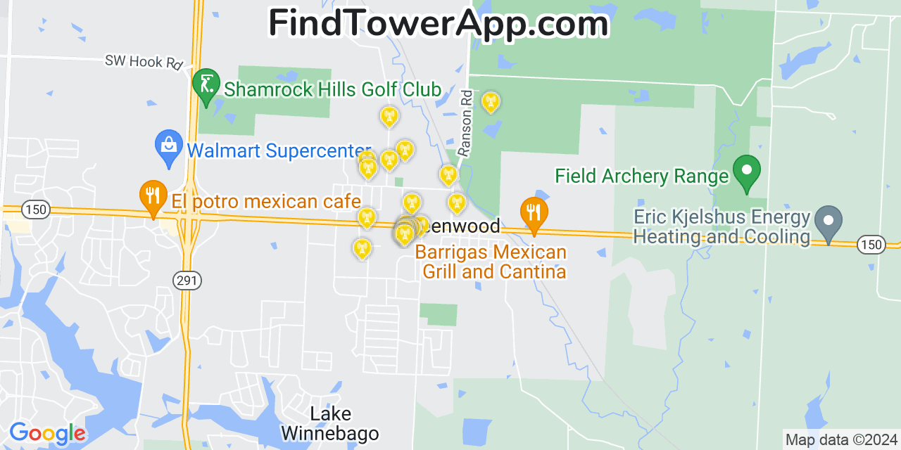 AT&T 4G/5G cell tower coverage map Greenwood, Missouri