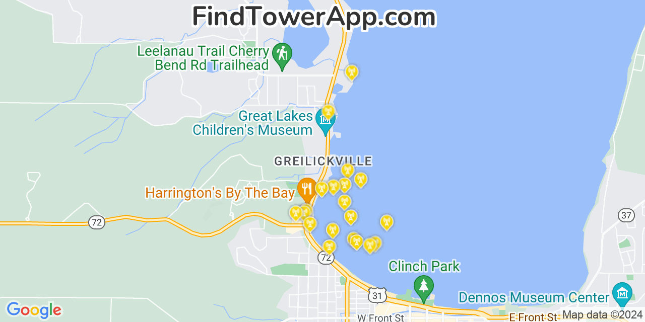 AT&T 4G/5G cell tower coverage map Greilickville, Michigan