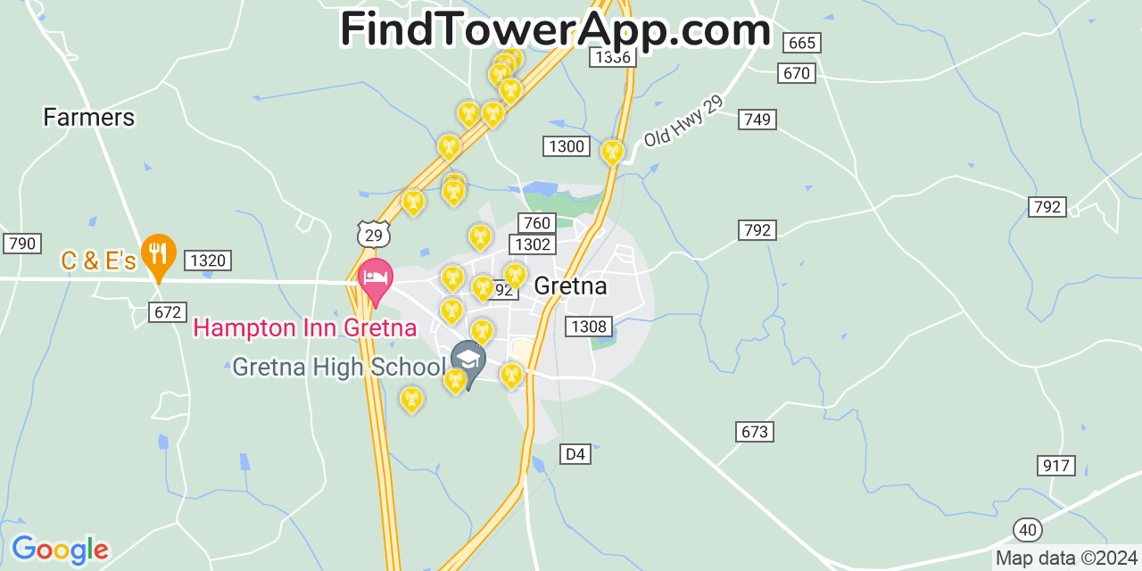 T-Mobile 4G/5G cell tower coverage map Gretna, Virginia