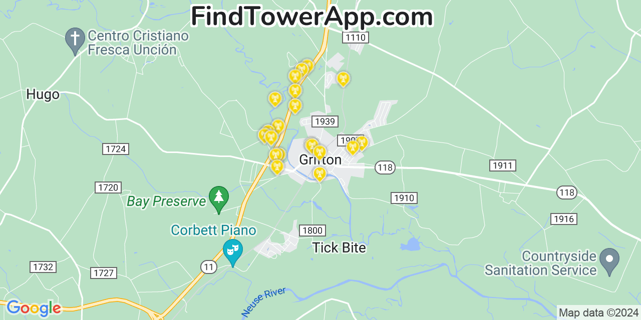 T-Mobile 4G/5G cell tower coverage map Grifton, North Carolina
