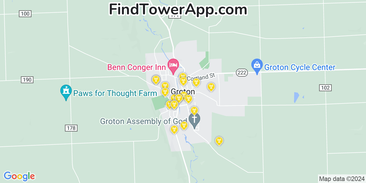 T-Mobile 4G/5G cell tower coverage map Groton, New York