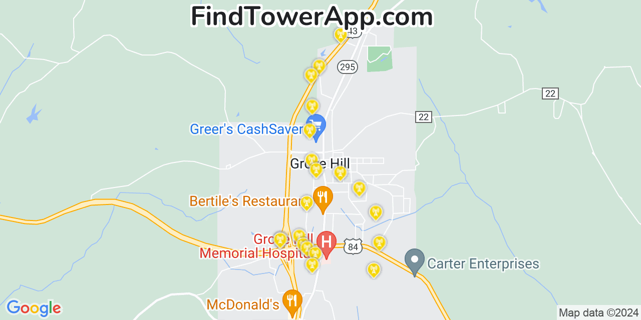 T-Mobile 4G/5G cell tower coverage map Grove Hill, Alabama