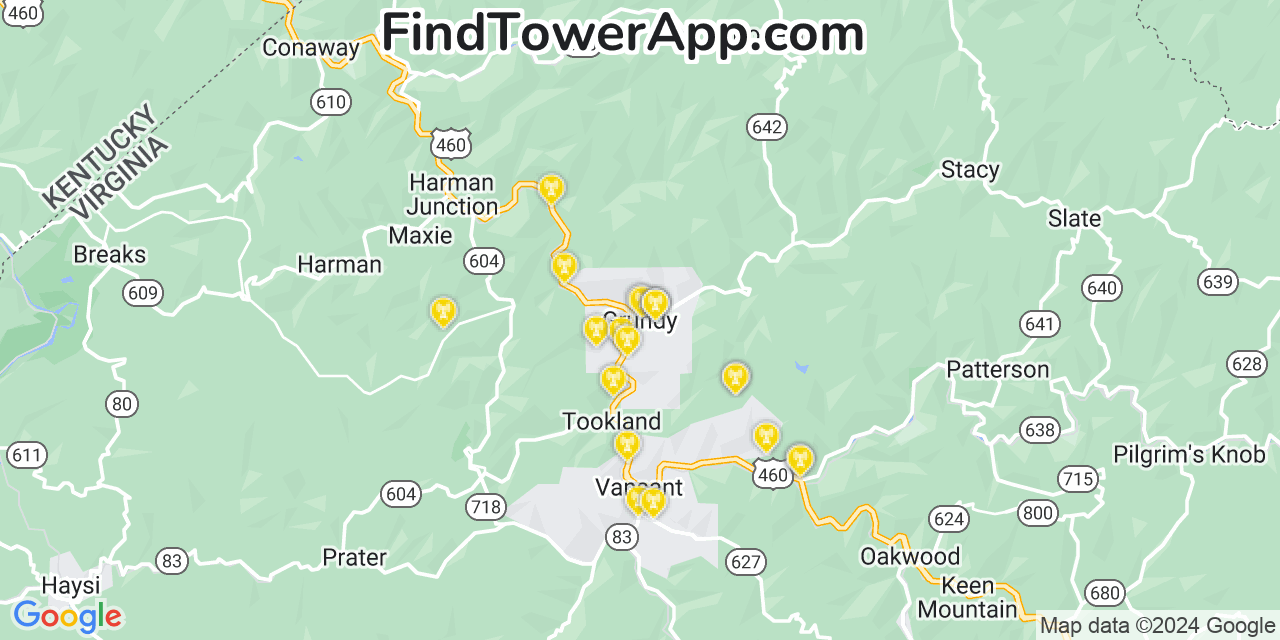 T-Mobile 4G/5G cell tower coverage map Grundy, Virginia
