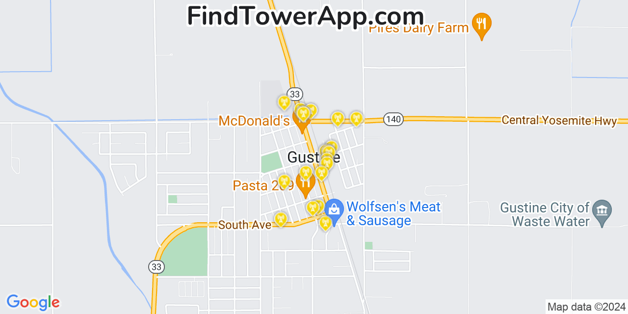 T-Mobile 4G/5G cell tower coverage map Gustine, California