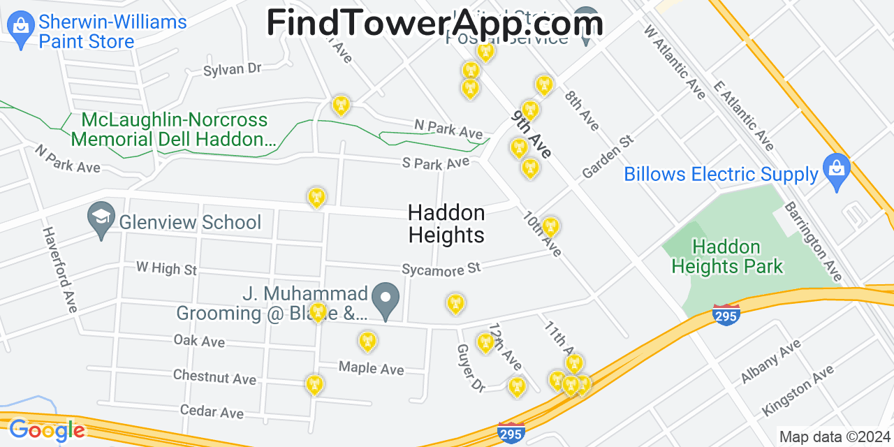AT&T 4G/5G cell tower coverage map Haddon Heights, New Jersey