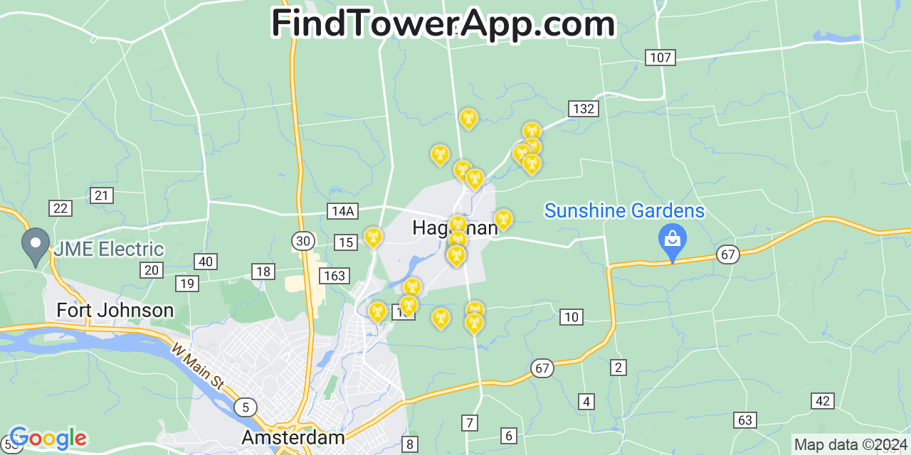 AT&T 4G/5G cell tower coverage map Hagaman, New York