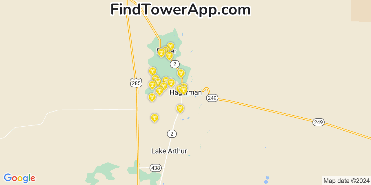 AT&T 4G/5G cell tower coverage map Hagerman, New Mexico