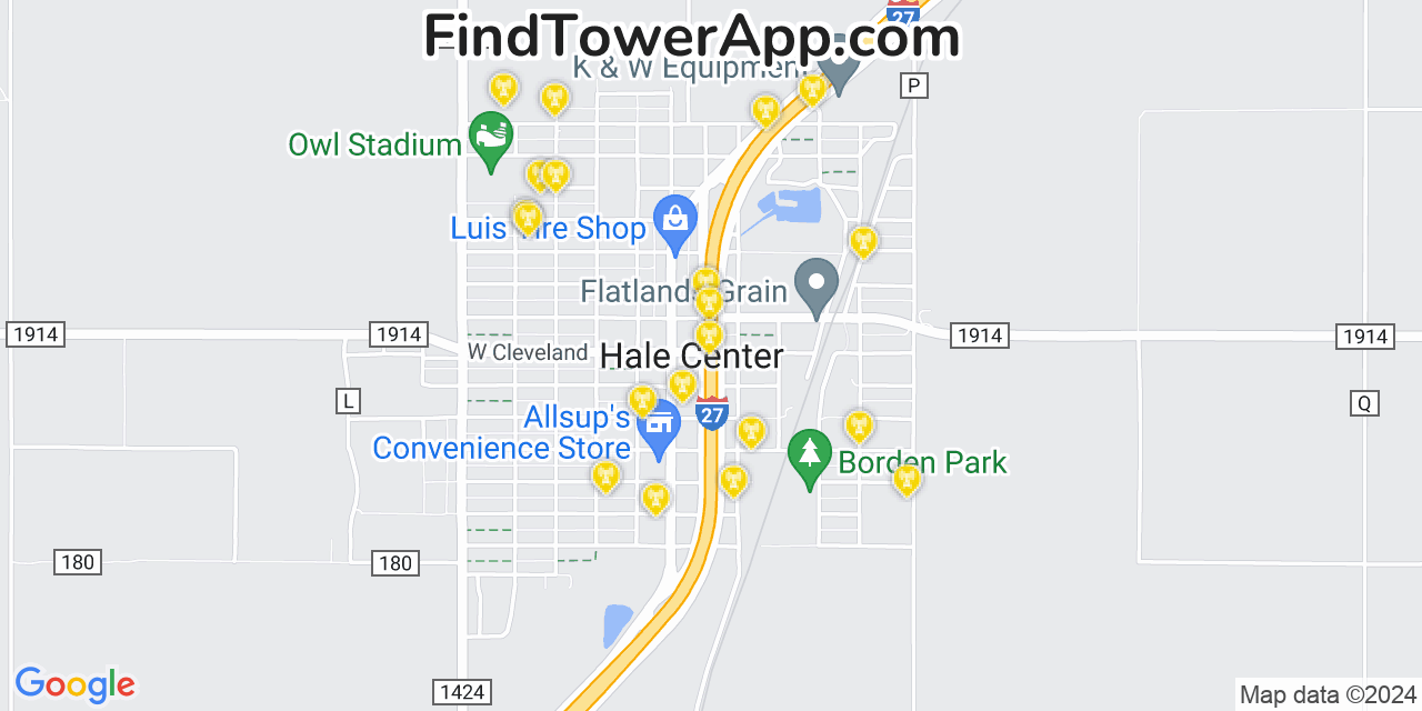 T-Mobile 4G/5G cell tower coverage map Hale Center, Texas