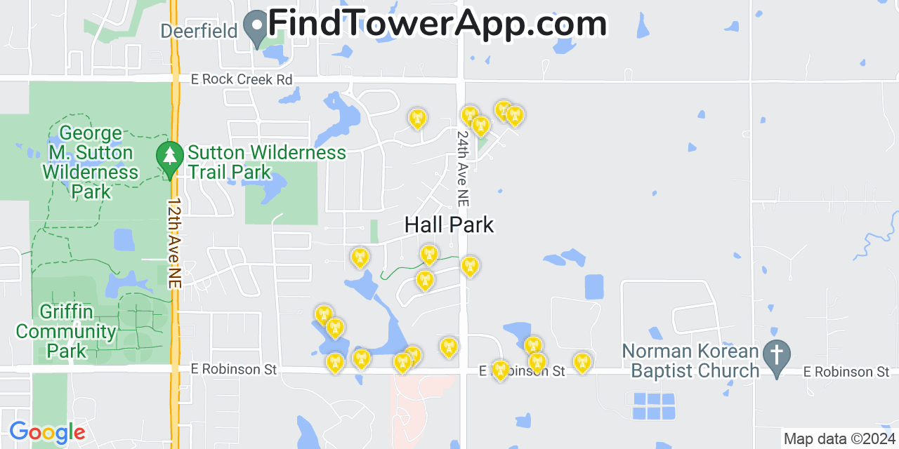 T-Mobile 4G/5G cell tower coverage map Hall Park, Oklahoma