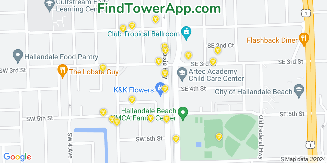 T-Mobile 4G/5G cell tower coverage map Hallandale Beach, Florida