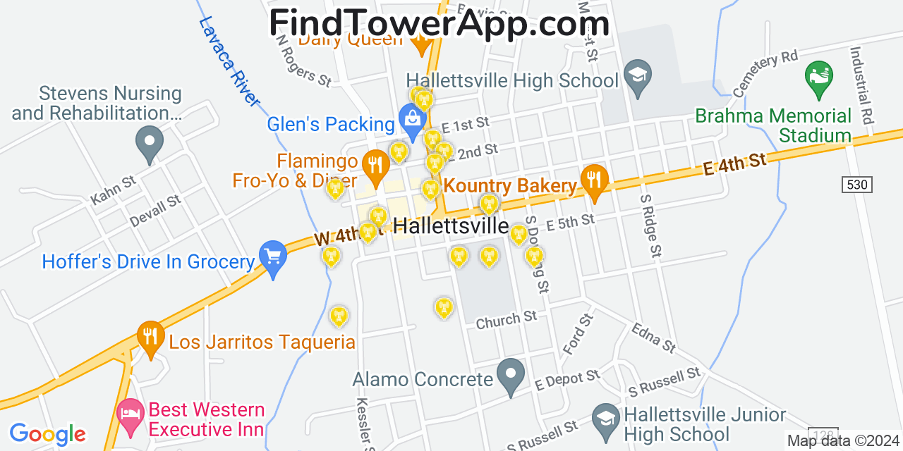T-Mobile 4G/5G cell tower coverage map Hallettsville, Texas