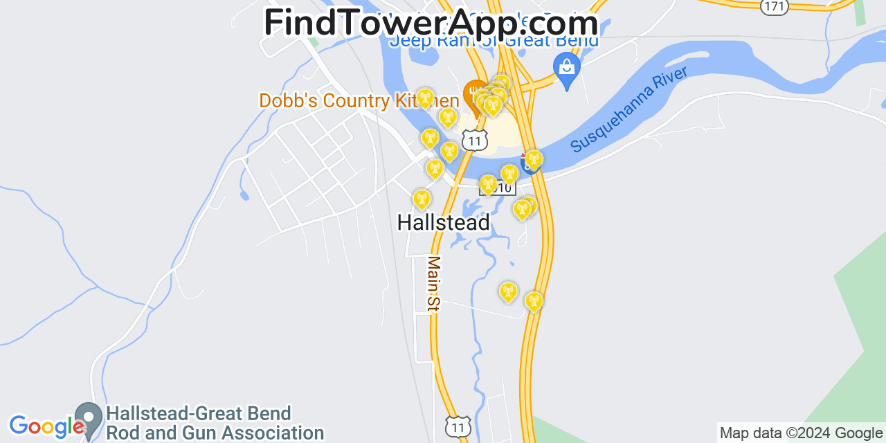 T-Mobile 4G/5G cell tower coverage map Hallstead, Pennsylvania