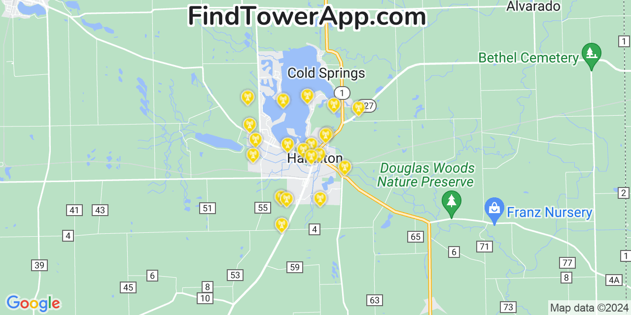 T-Mobile 4G/5G cell tower coverage map Hamilton, Indiana