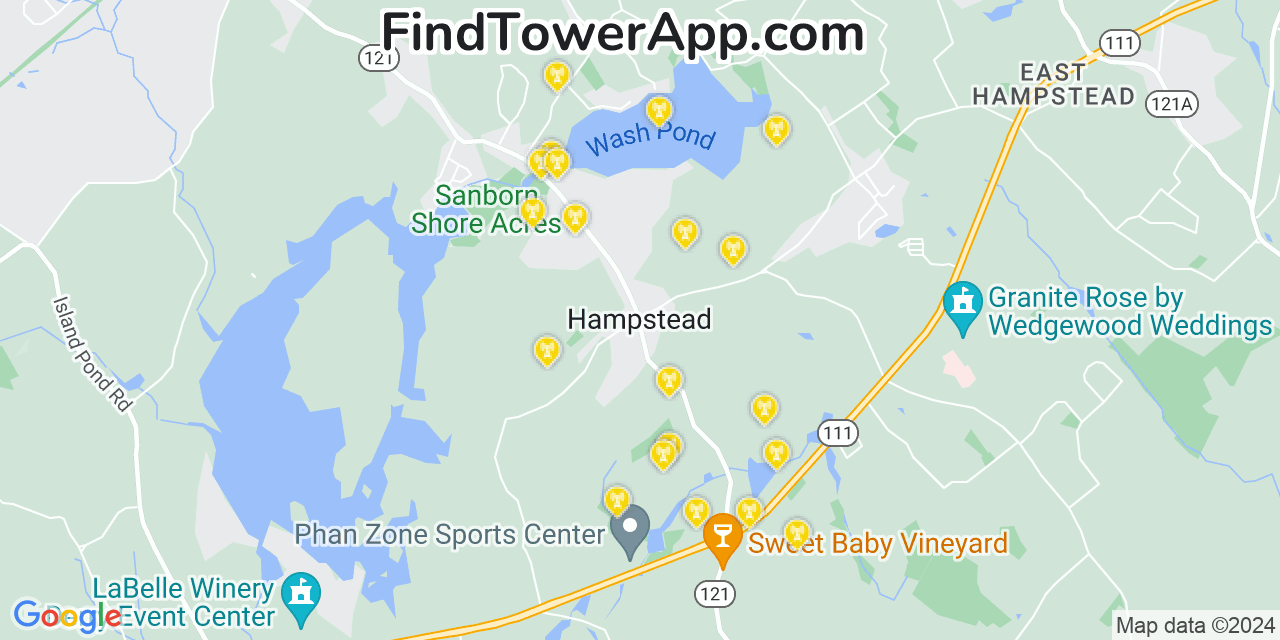 AT&T 4G/5G cell tower coverage map Hampstead, New Hampshire