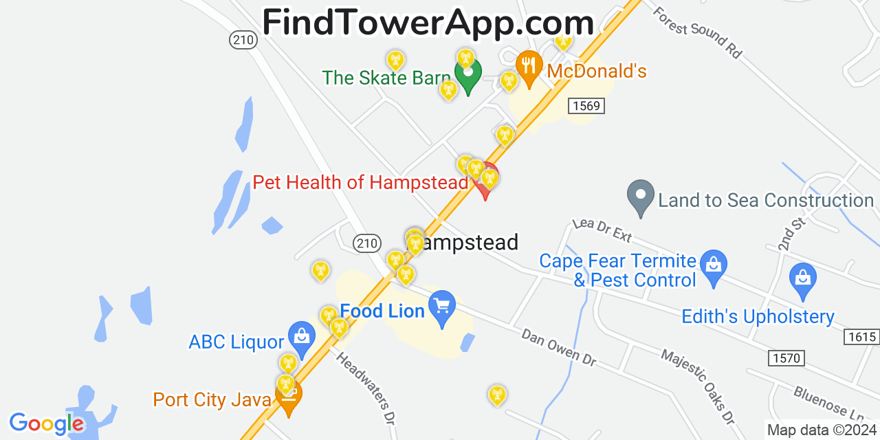 T-Mobile 4G/5G cell tower coverage map Hampstead, North Carolina