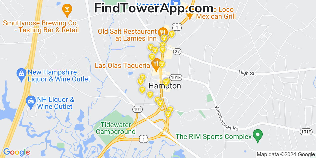 AT&T 4G/5G cell tower coverage map Hampton, New Hampshire