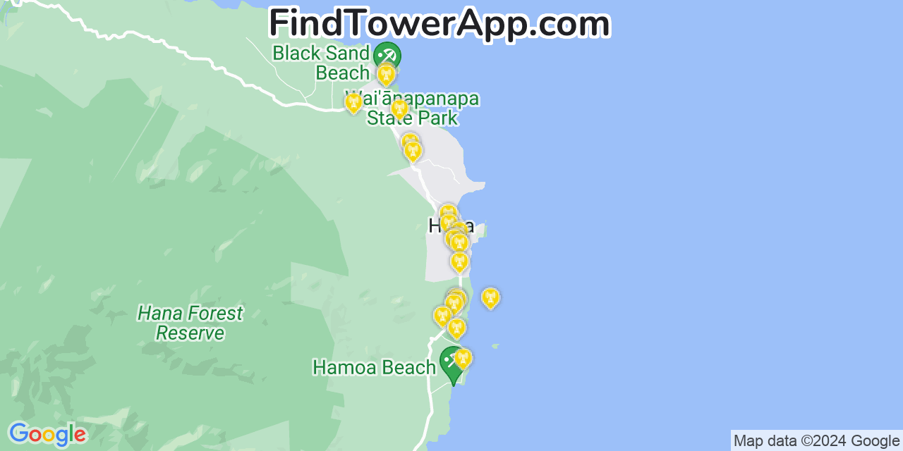 T-Mobile 4G/5G cell tower coverage map Hana, Hawaii