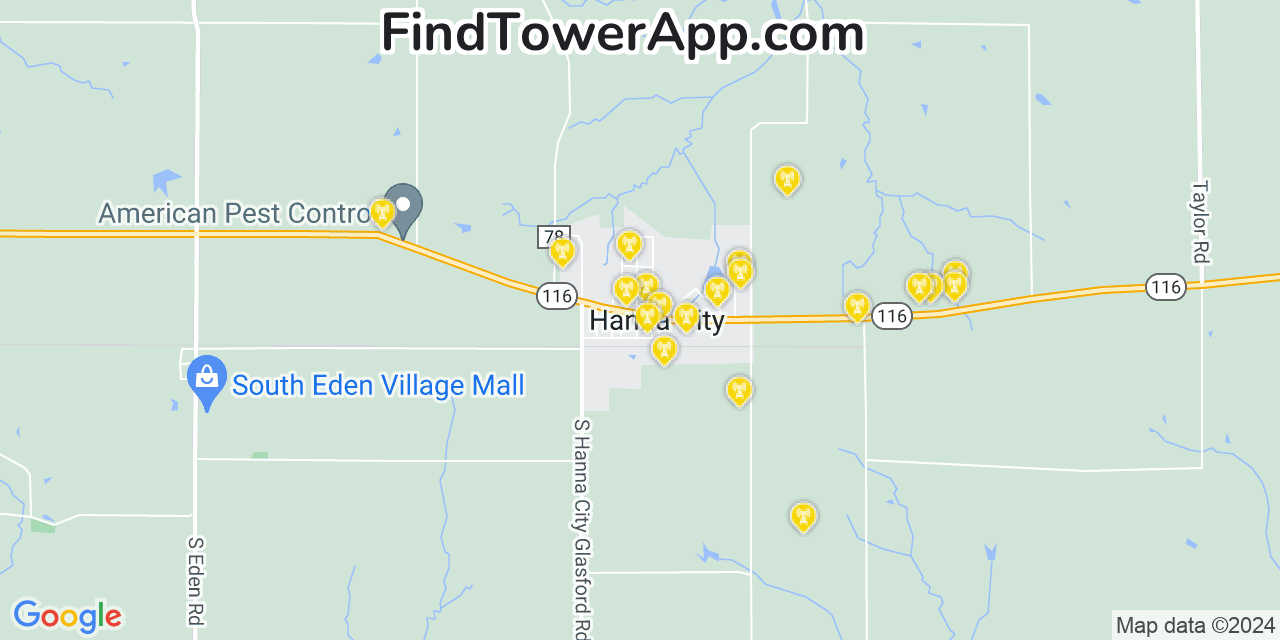 T-Mobile 4G/5G cell tower coverage map Hanna City, Illinois