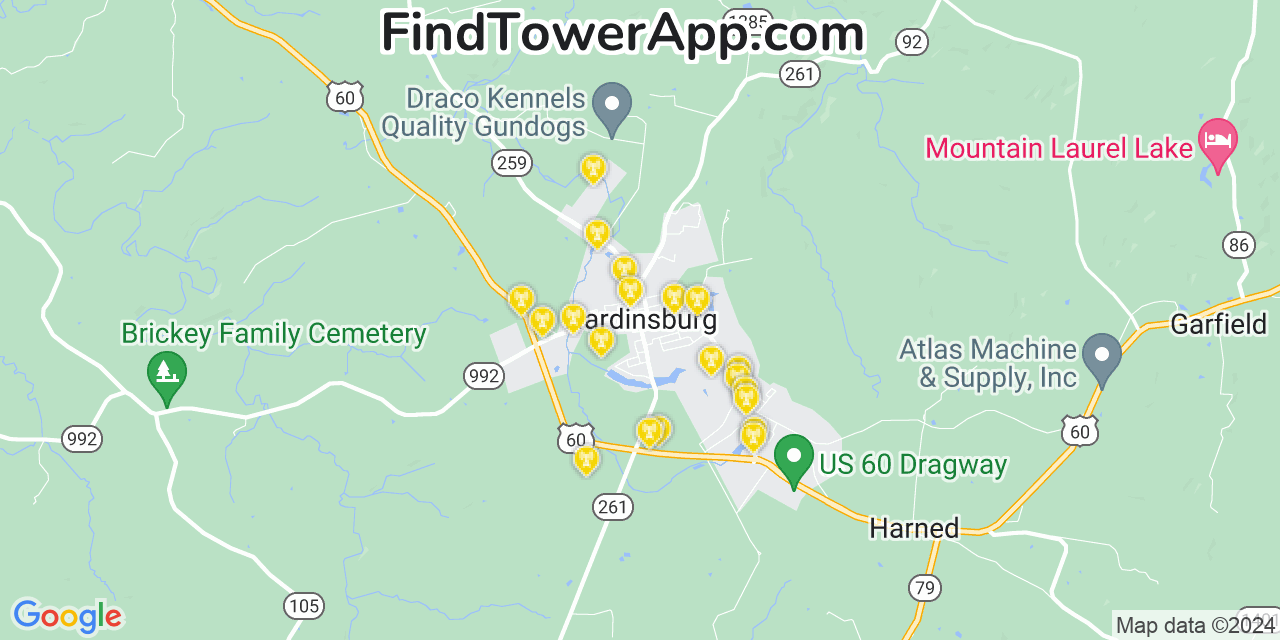 AT&T 4G/5G cell tower coverage map Hardinsburg, Kentucky